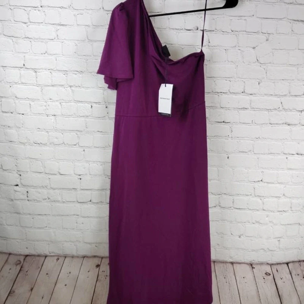 Who What Wear One Shoulder A-Line Dress Purple Medium NWT - Picture 2 of 10